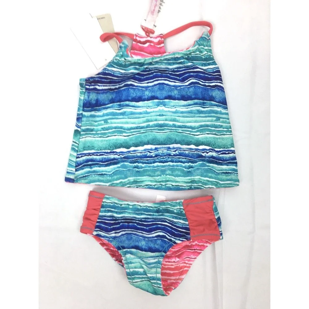 Tommy‎ Bahama Baby Girl 12m Reversible Swimsuit Top Bottom Tankini Bikini Pink